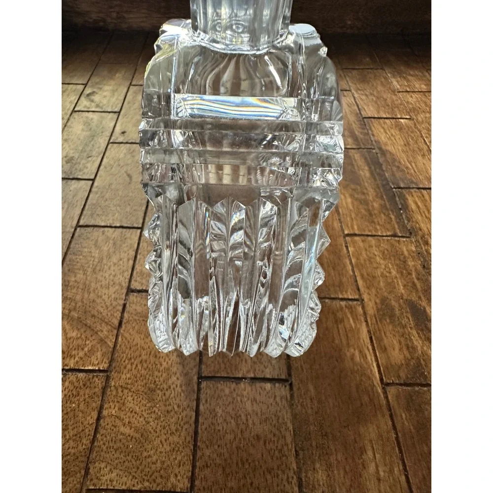 Vintage Cut Crystal Liquor Decanter‎ with Large Sculpted Stopper Barware EUC